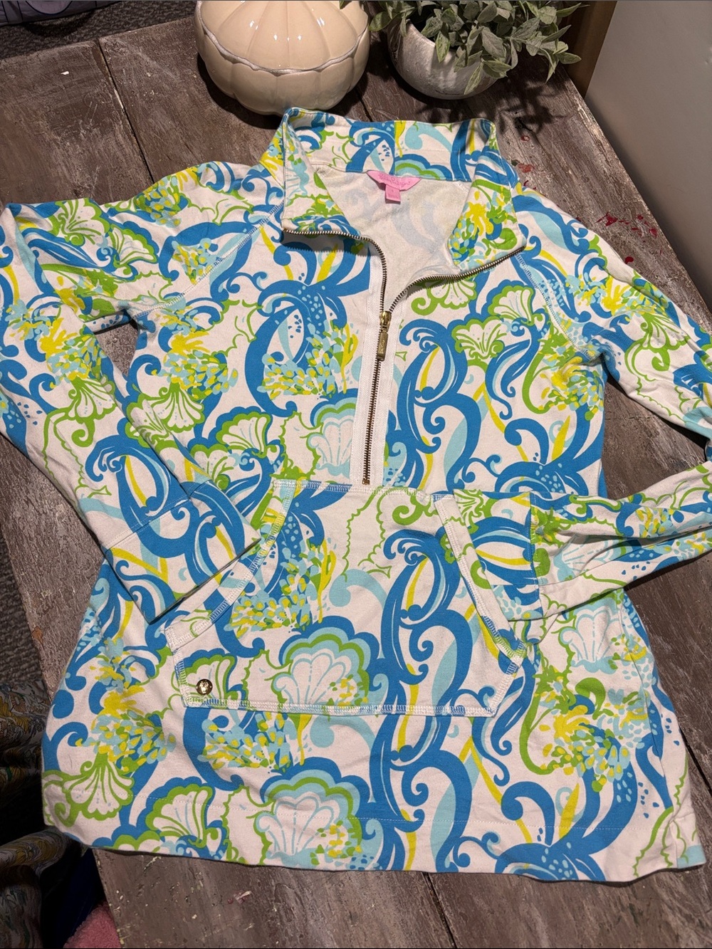 Lilly Pulitzer Skipper Popover half-zip pullover in "Crystal Coast"